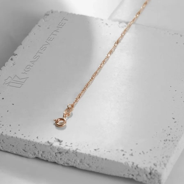 Браслет из красного золота, плетение «Сингапур»